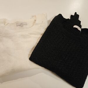 LOFT Set of Two Cream and Black Holiday Sweaters